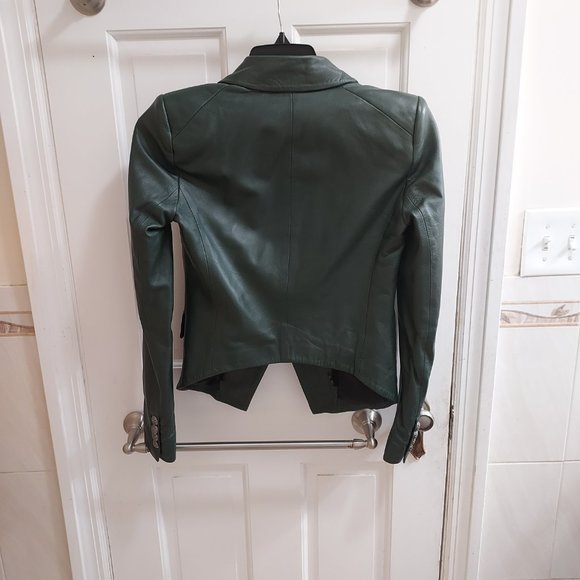 Veronica Beard Cooke Leather Green Jacket  Blazer - Picture 5 of 7